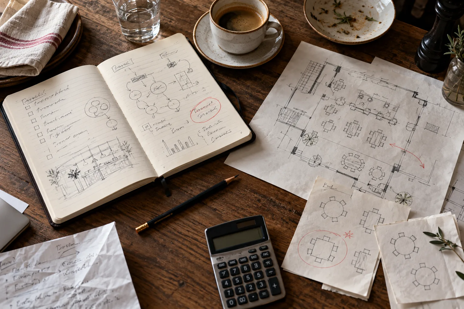 Operational notes and a table plan