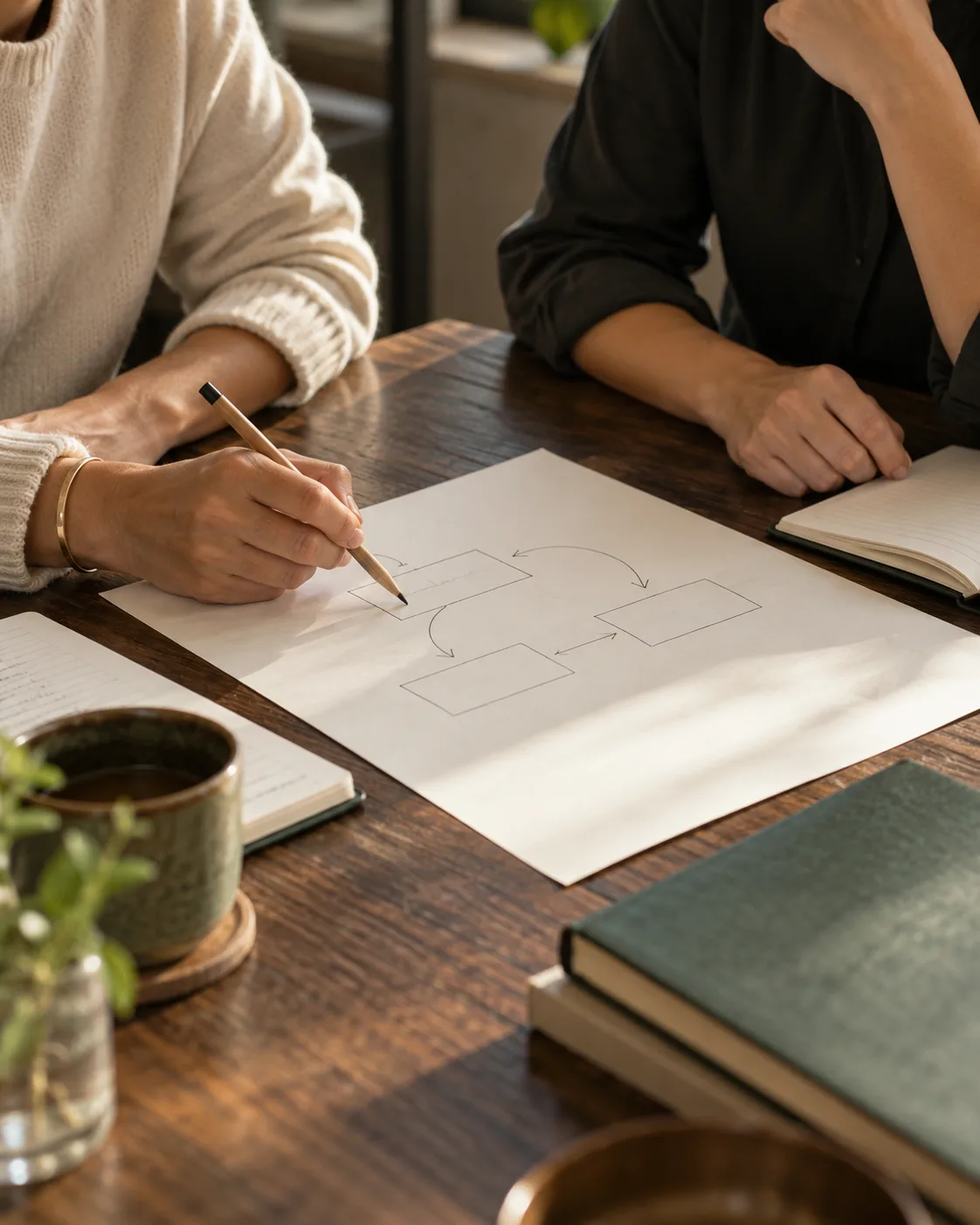 Two hospitality leaders reviewing a service plan