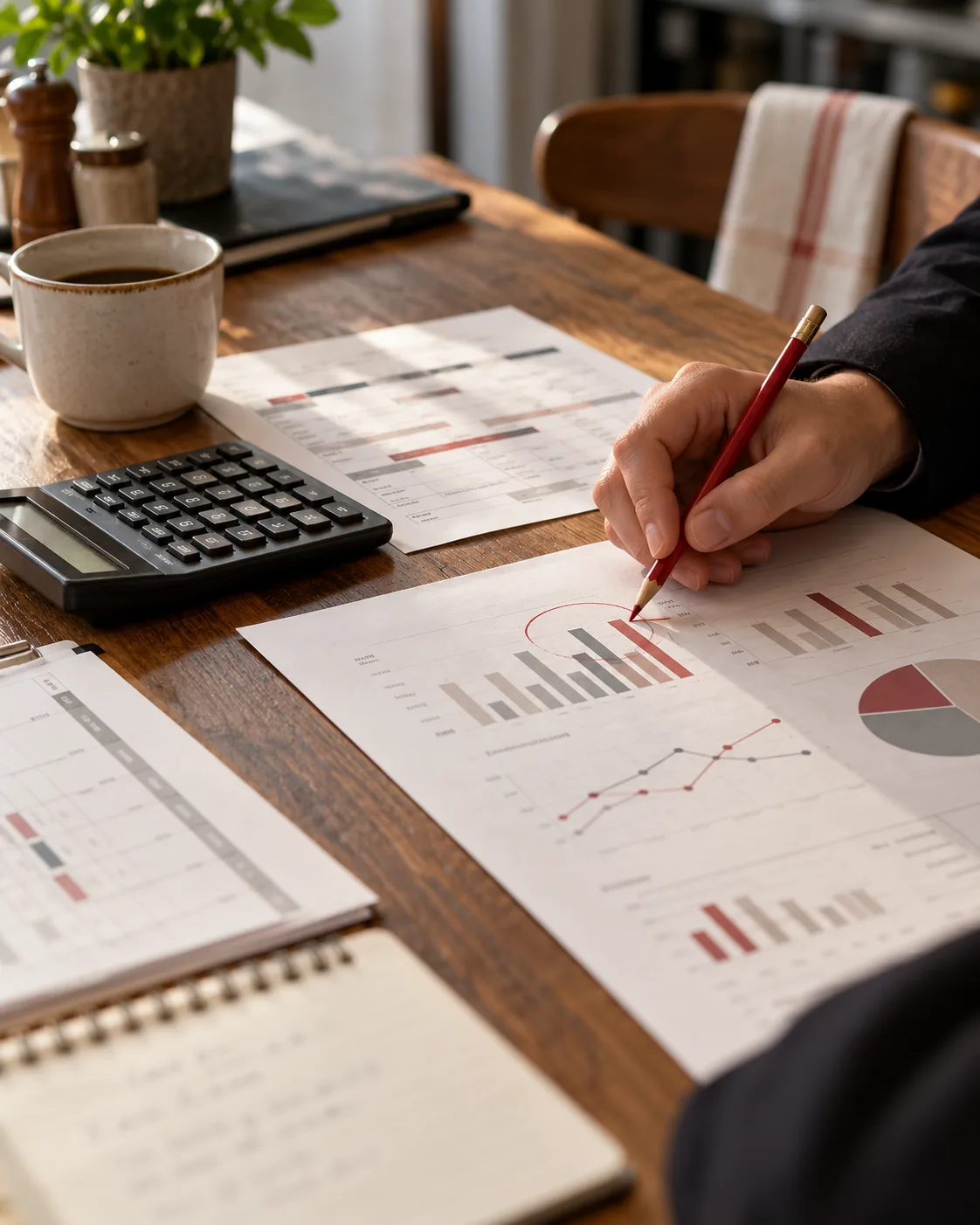 Operational performance charts reviewed at a desk